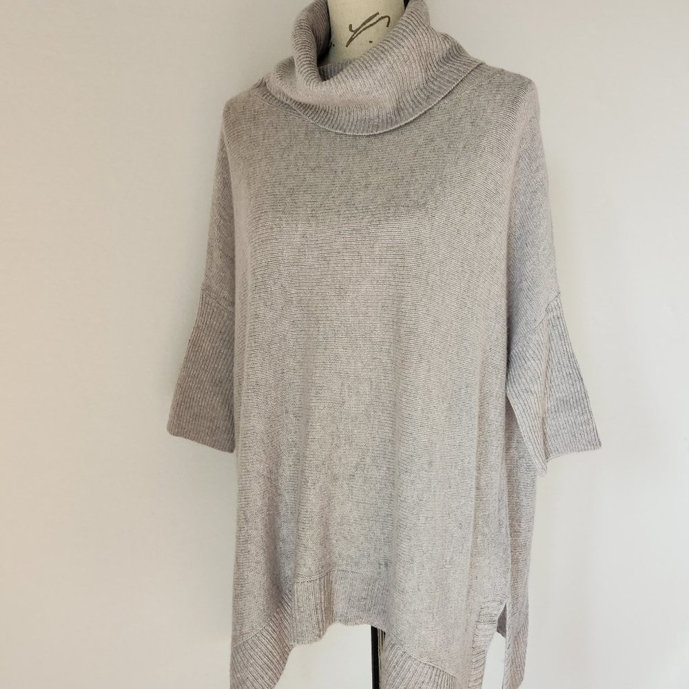 NWT +Beryll Cashmere Cowl Neck Sweather Pullover Grey  *with Holes*